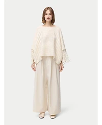 Gobi Cashmere Women's Fringed Sleeve Cashmere Poncho