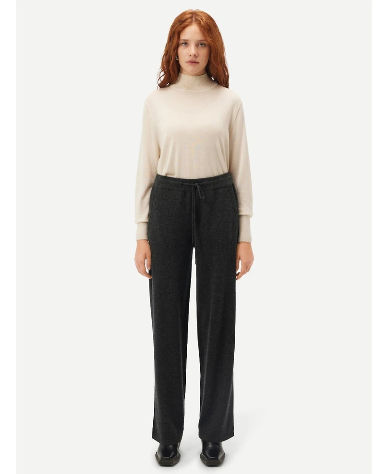 Gobi Cashmere Women's Cashmere Straight Leg Jogger With Contrast Side