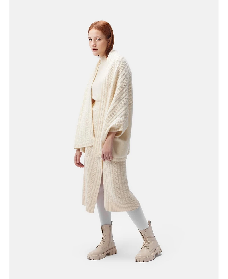 Gobi Cashmere Women's Cable-Knit Cashmere Poncho