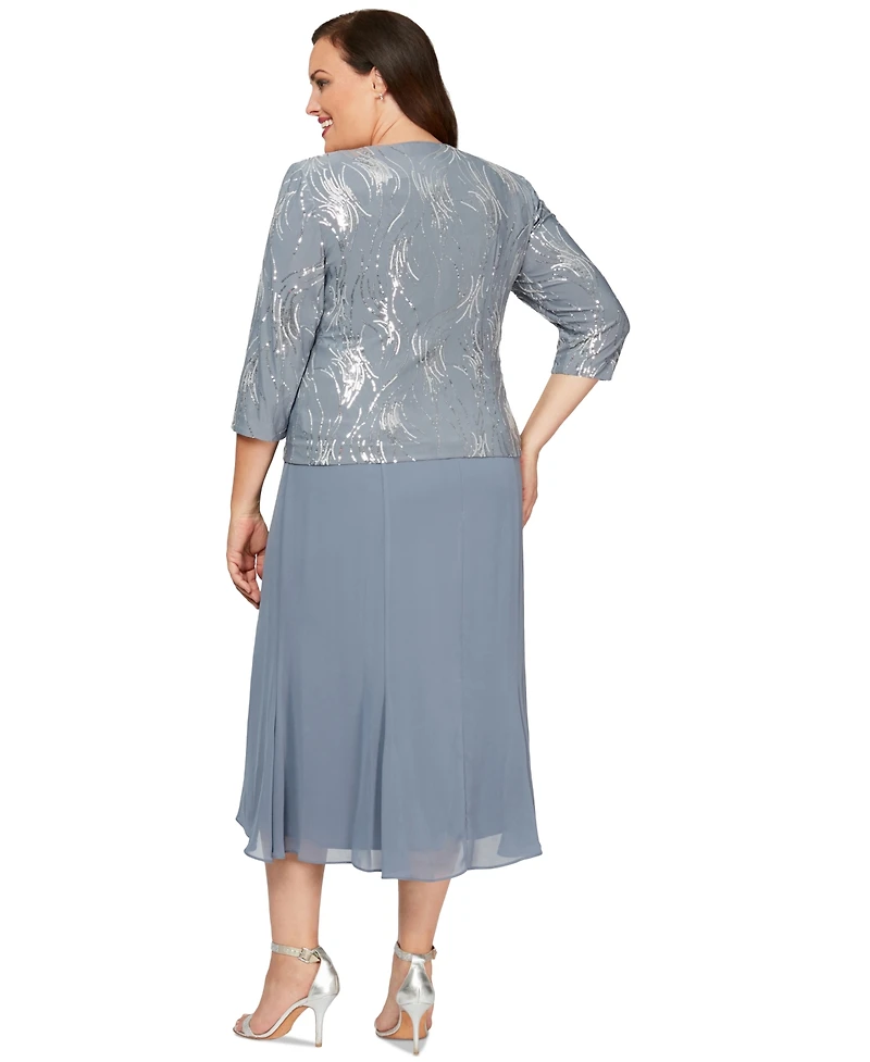 Alex Evenings Plus Sequin Jacket & Midi Dress