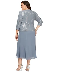 Alex Evenings Plus Sequin Jacket & Midi Dress