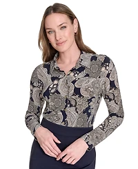 Tommy Hilfiger Women's Printed Long-Sleeve Knit Blouse