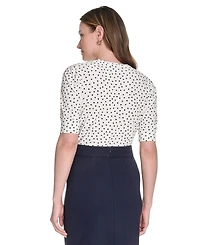 Tommy Hilfiger Women's Dot-Print Puff-Sleeve Top