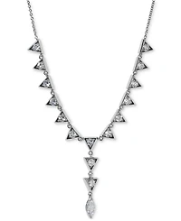 Eliot Danori Silver-Tone Cubic Zirconia Triangle Lariat Necklace, 16" + 2" extender, Exclusively at Macy's