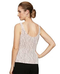 Alex Evenings Printed Piped 3/4-Sleeve Two-Piece Glitter Top & Jacket