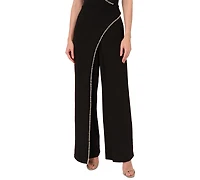 Adrianna Papell Women's Imitation Pearl Crepe Tuxedo Jumpsuit