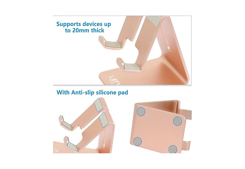 Urmust Desk Phone Holder Dock | Aluminum Stand for iPhone 6-15 Pro/Max & Tablets 4-10 Inch