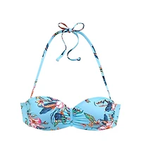 Lascana Women's Hibiscus Print Bandeau Bikini Swimsuit Top Bra Sizing