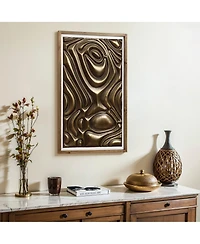 LuxenHome Gold Metal Abstract Wood Framed 20"W x 32" H Wall Decor