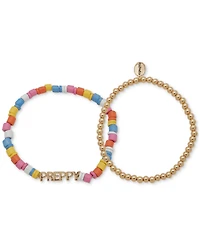 Clueless Gold-Tone 2-Pc. Set Preppy Mixed Bead Stretch Bracelets