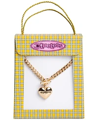 Clueless Gold-Tone Pave Logo-Etched Heart 16" Pendant Necklace