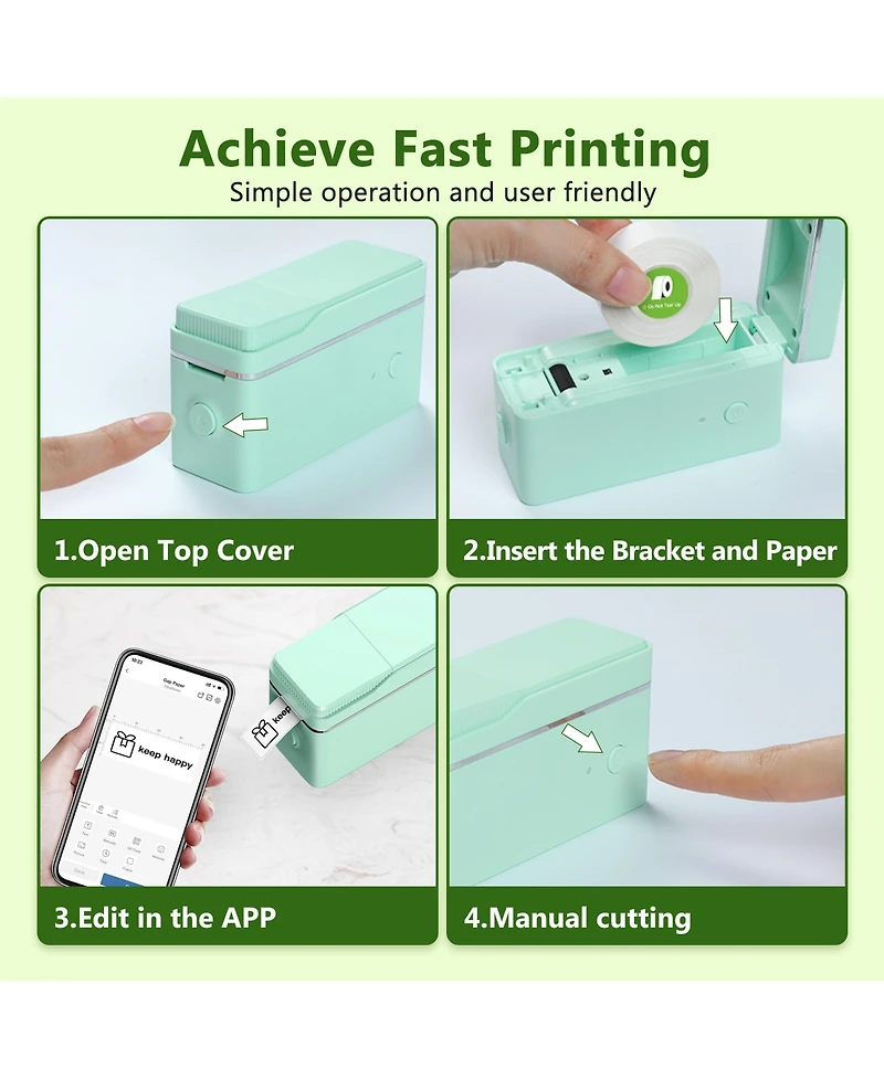 Polono P31S Label Maker Machine with Tape, Portable Thermal Printer, Bluetooth Printer for Organizing Storage Office Home, Sticker Make