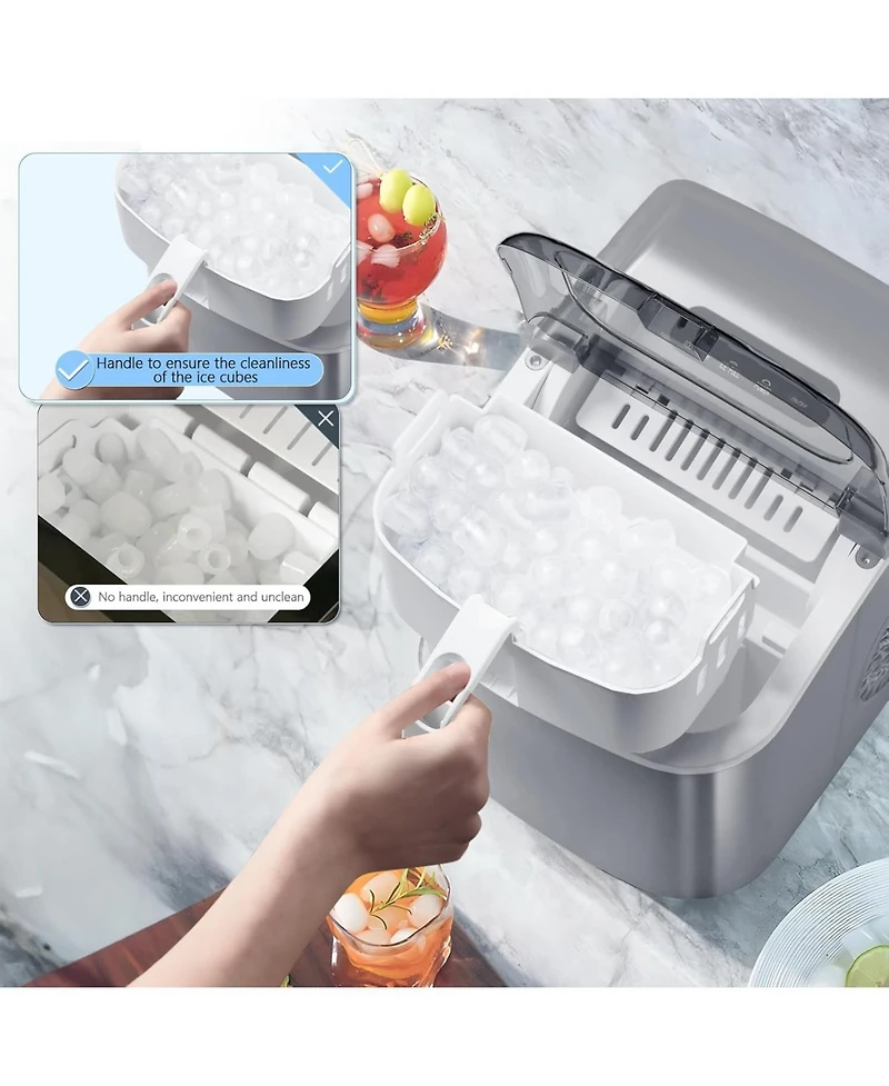 Zafro Portable Countertop Ice Maker Machine with Self-Cleaning, 9 Cubes Ready 6 Minutes, 26lbs/24H Production, Includes Scoop and Baske