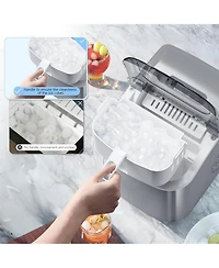 Zafro Portable Countertop Ice Maker Machine with Self-Cleaning, 9 Cubes Ready 6 Minutes, 26lbs/24H Production, Includes Scoop and Baske