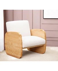 Linen and Wood Arm Chair – Perfect for Living Room or Bedroom