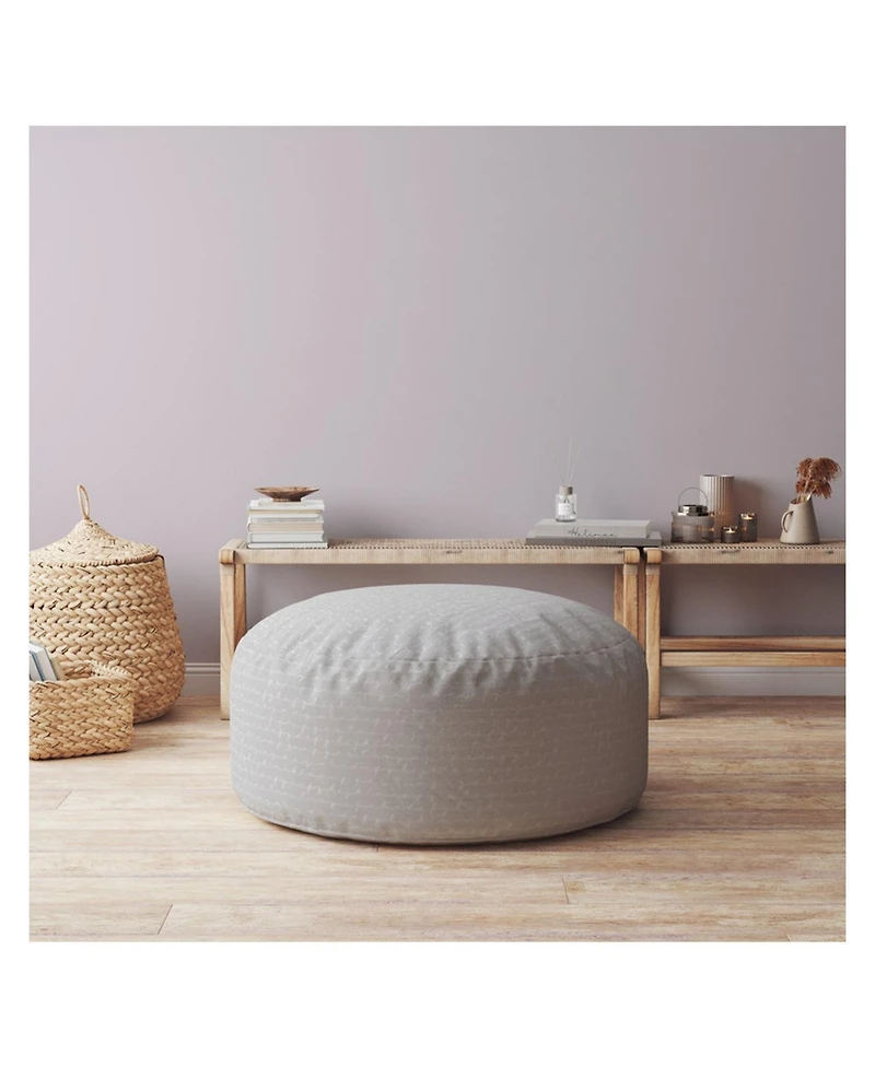 Textured Cotton Round Pouf Ottoman – Comfortable & Chic