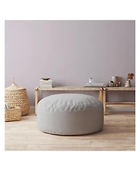 Textured Cotton Round Pouf Ottoman – Comfortable & Chic