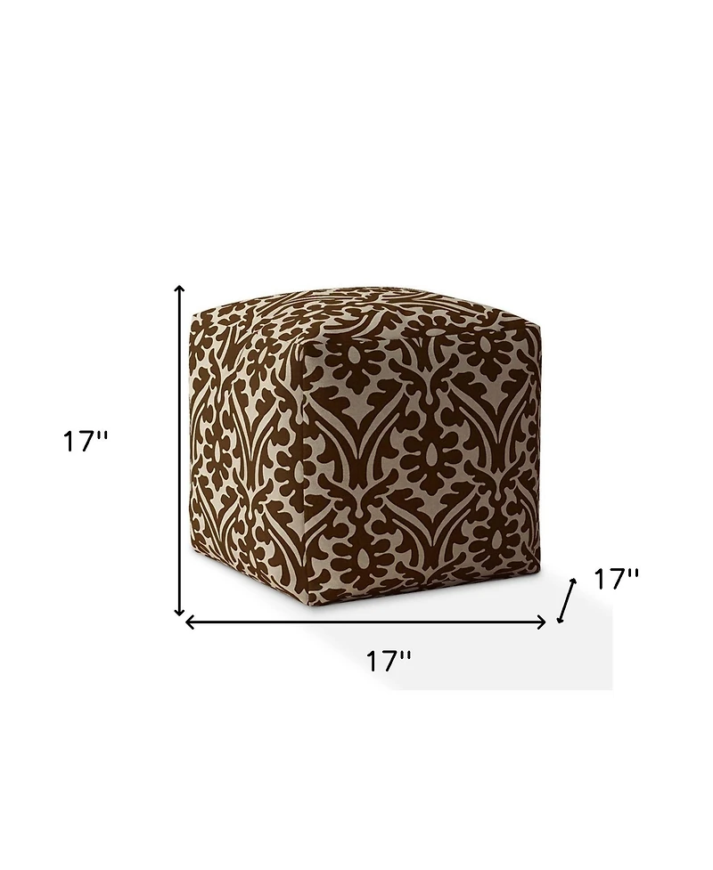 Cotton Damask Pouf Ottoman for Living Room and Bedroom Seating