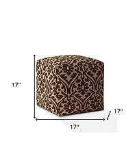 Cotton Damask Pouf Ottoman for Living Room and Bedroom Seating