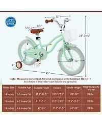 16-Inch Kids Bike with Adjustable Seat and Bell, Lightweight for Ages 3-8