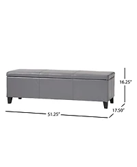 Faux Leather Storage Ottoman Bench with Lift-Top, Padded Seat, and Wooden Legs for Living Room, Bedroom, or Entryway-The Pop Home