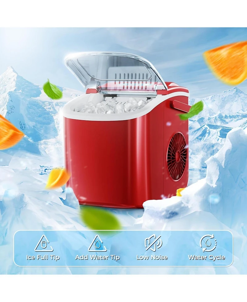 Zafro Countertop Ice Maker, Portable Ice Machine with Self-Cleaning, 26.5 lbs/24H, Fast 9 Bullet Ice Cubes in 6 Mins, Compact Ice Maker with Basket &
