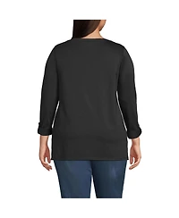 Lands' End Women's Plus Supima Cotton Adjustable 3/4 Sleeve Boatneck Tunic