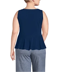 Lands' End Plus Lightweight Jersey Peplum V-Neck Tank Top