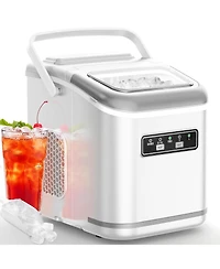 Zafro Ice Makers Countertop, Portable Ice Machine with Carry Handle, 26.5lbs/24Hrs, 6Mins/9 Ice Cubes, Self-Cleaning Countertop Ice Maker with Ice Bas