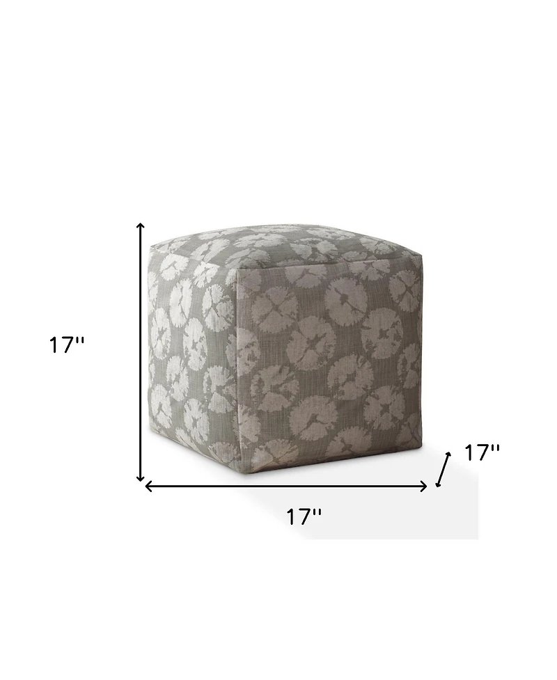 Canvas Floral Pouf Ottoman for Living Room and Bedroom Seating