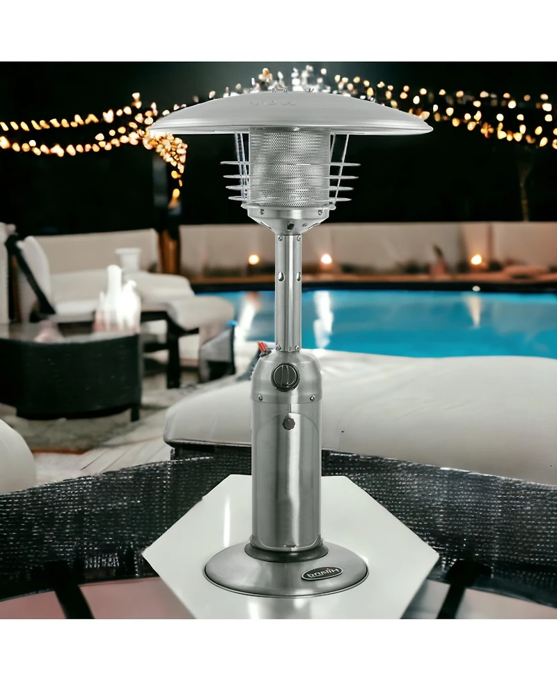 11000 Btu Silver Steel Propane Cylindrical Pole Tabletop Patio Heater