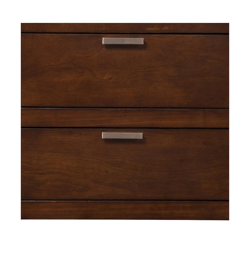 Modern Faux Wood Nightstand with Two Drawers for Bedside Essentials