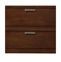 Modern Faux Wood Nightstand with Two Drawers for Bedside Essentials