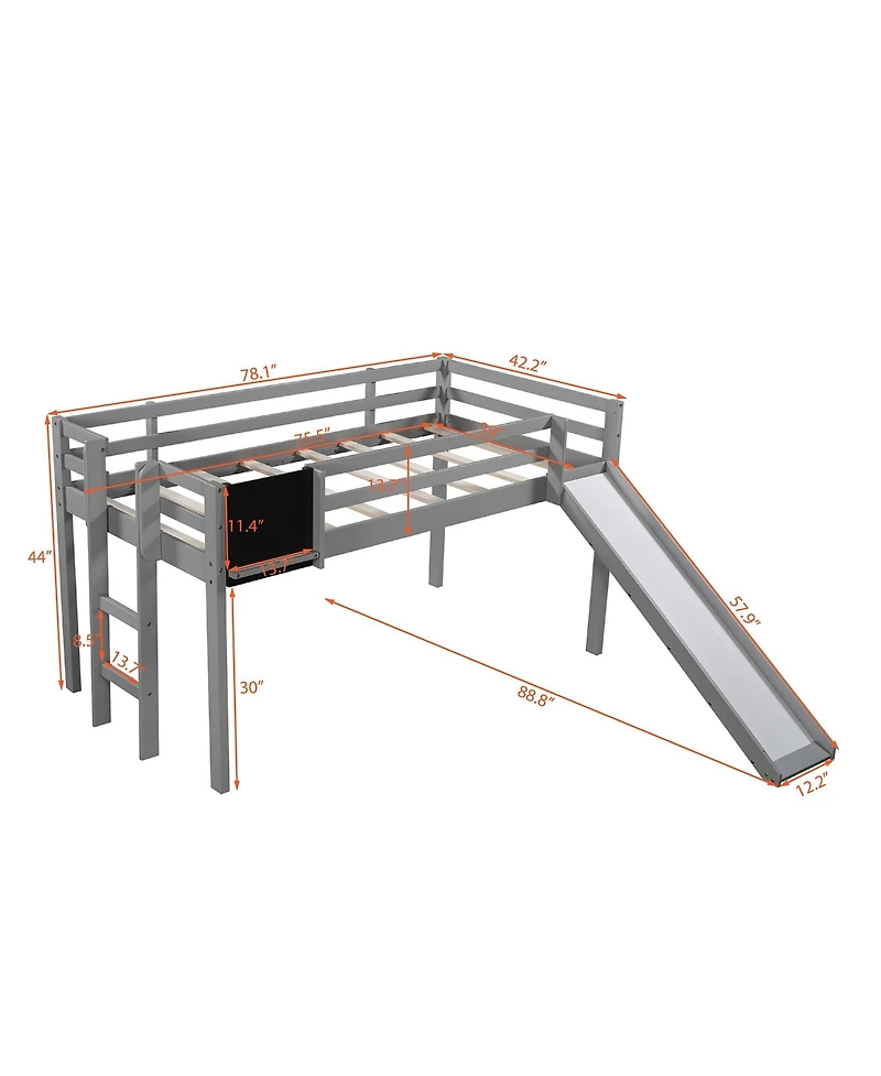 Loft Bed with Slide and Chalkboard – Perfect for Creative Play & Sleep