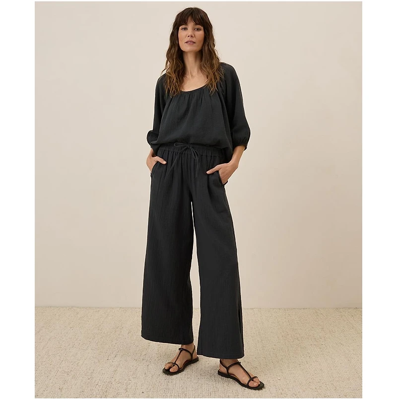 Pact Women's Organic Cotton Coastal Double Gauze Split Hem Pant