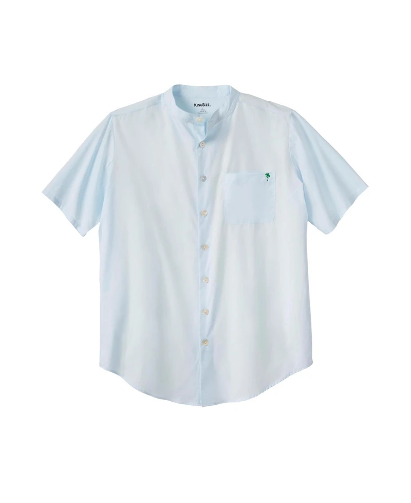 KingSize Big & Tall Short Sleeve Poplin Mandarin Collar Shirt