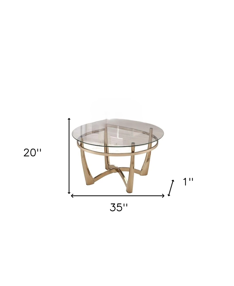 Modern Round Coffee Table – Metal Frame with Glass Surface