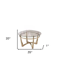 Modern Round Coffee Table – Metal Frame with Glass Surface