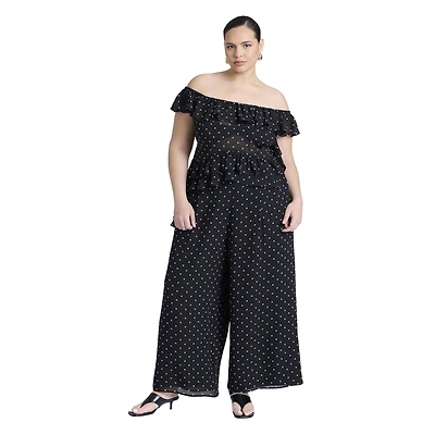 Eloquii Women's Wide Leg Polka Dot Pant