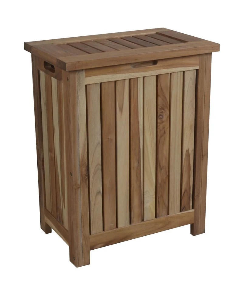 Compact Teak Laundry Hamper with Removable Bag for Easy Sorting
