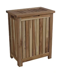 Compact Teak Laundry Hamper with Removable Bag for Easy Sorting