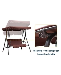 Patio Swing Outdoor Porch Swing Chair for Adults with Removable Cushion 2 Seat Large Converting Canopy Swing Glider for Garden Backyard Deck