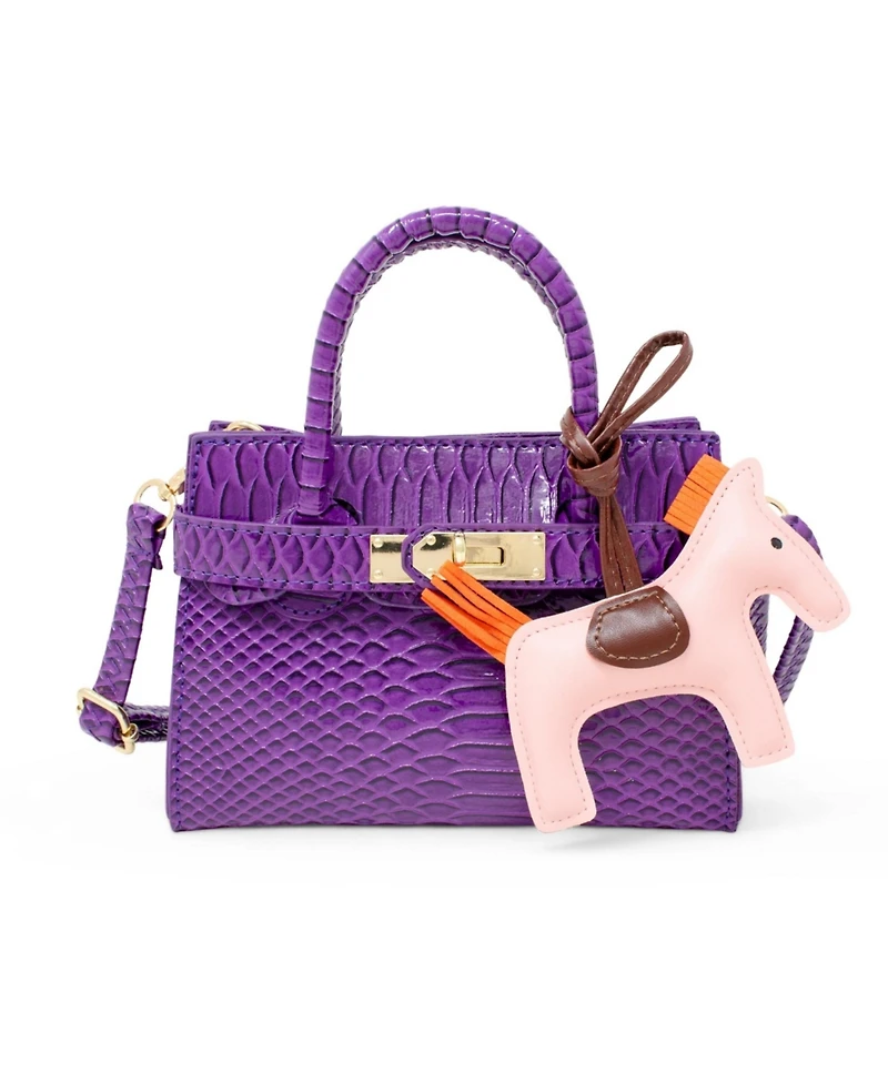 Tiny Treats + Zomi Gems Girls Crocodile Pony Handbag, Orange