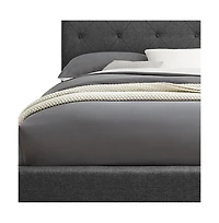 Polyester Blend Upholstered Bed Frame With Sturdy Wood Design For Bedroom