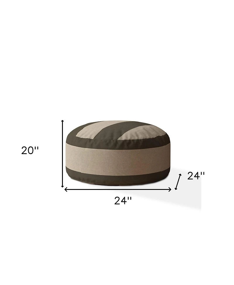 Soft Cotton Round Striped Pouf Ottoman for Footrest and Extra Seating