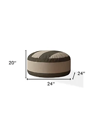 Soft Cotton Round Striped Pouf Ottoman for Footrest and Extra Seating