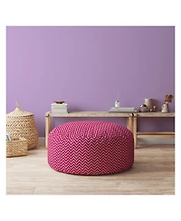 Cotton Round Chevron Pouf Cover for Living Room and Bedroom Decor