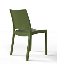 Modern Polypropylene Stackable Plastic Patio Dining Chair (Set of 2)