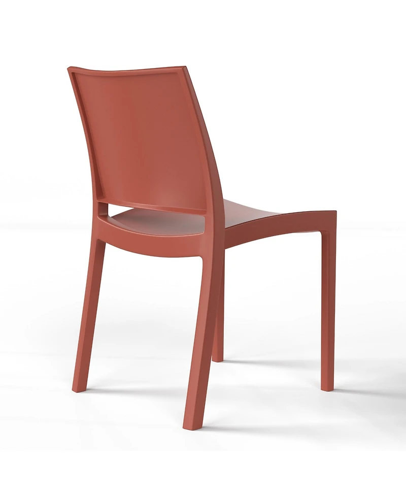 Modern Polypropylene Stackable Plastic Patio Dining Chair (Set of 2)