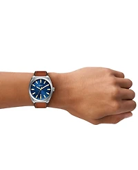Fossil Men's Everett Three-Hand Date Brown Leather Watch, 42mm